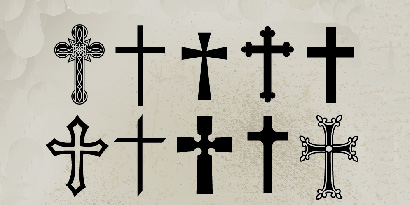 Christliche Kreuze in verschiedenen Formen