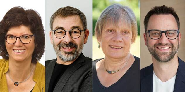 die „Wirkstatt evangelisch“ von einem vierköpfigen Team geleitet wird: Jürgen Hofmann, Dr. Tobias Fritsche, Gudrun Scheiner-Petry und Dr. Susanne Schatz.