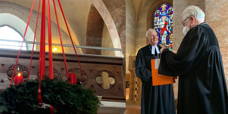 Dekan Peter Bertram und Diakoniepräsident Michael Bammessel im Gottesdienst zur Eröffnung Brot für die Welt, © Dekanat Traunstein