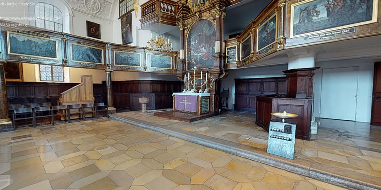 Von innen zeigt sich die Ulrichskirche in ihrer barocken Pracht, die aus dem späten 17. und frühen 18. Jahrhundert kommt., © Kirche Evangelisch St. Ulrich 