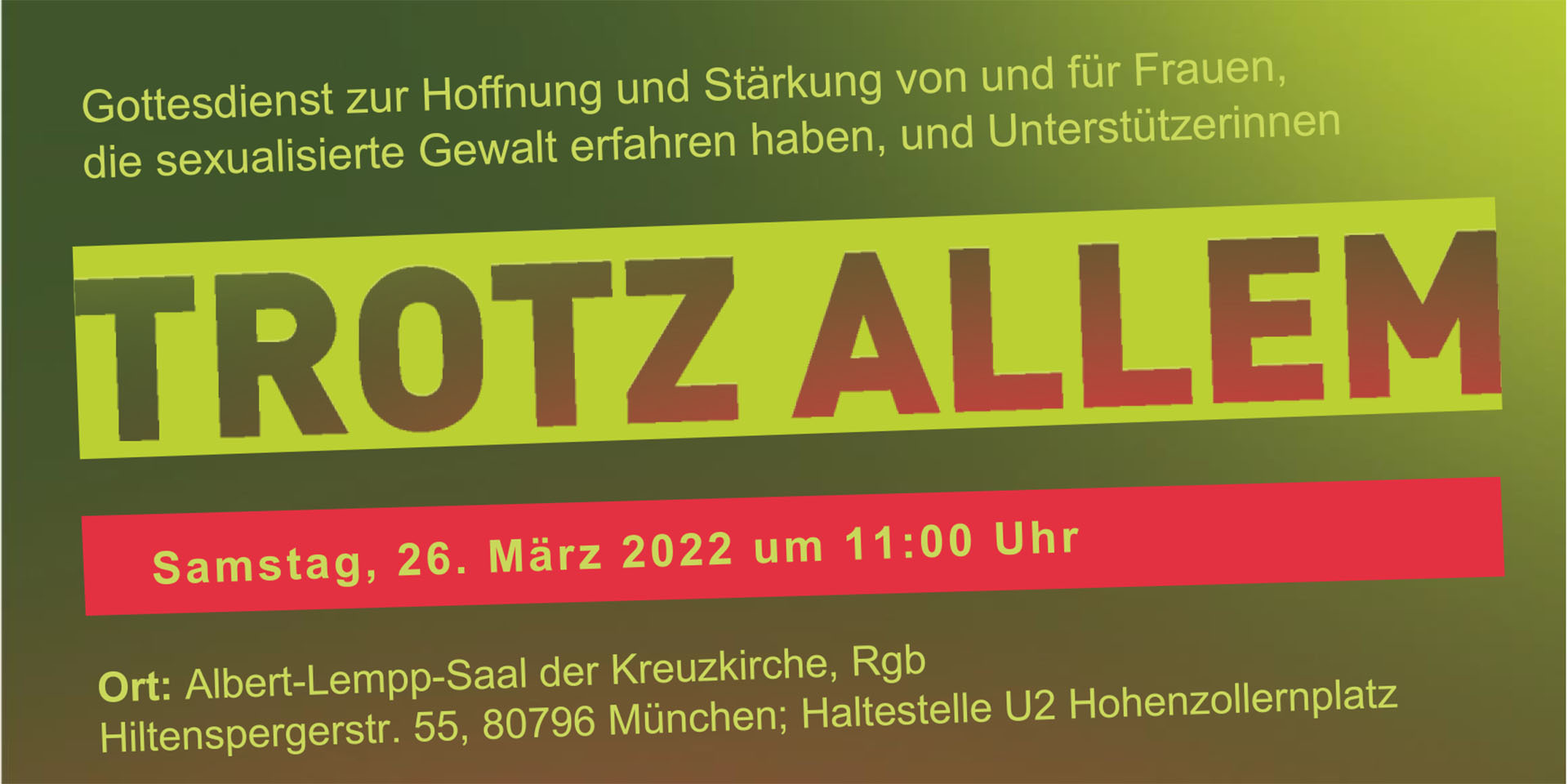 Einladung zum Gottesdienst 'Trotz allem' 