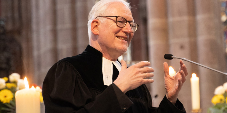 Diakoniepräsident Michael Bammessel bei seiner Abschiedspredigt , © Daniel Wagner 