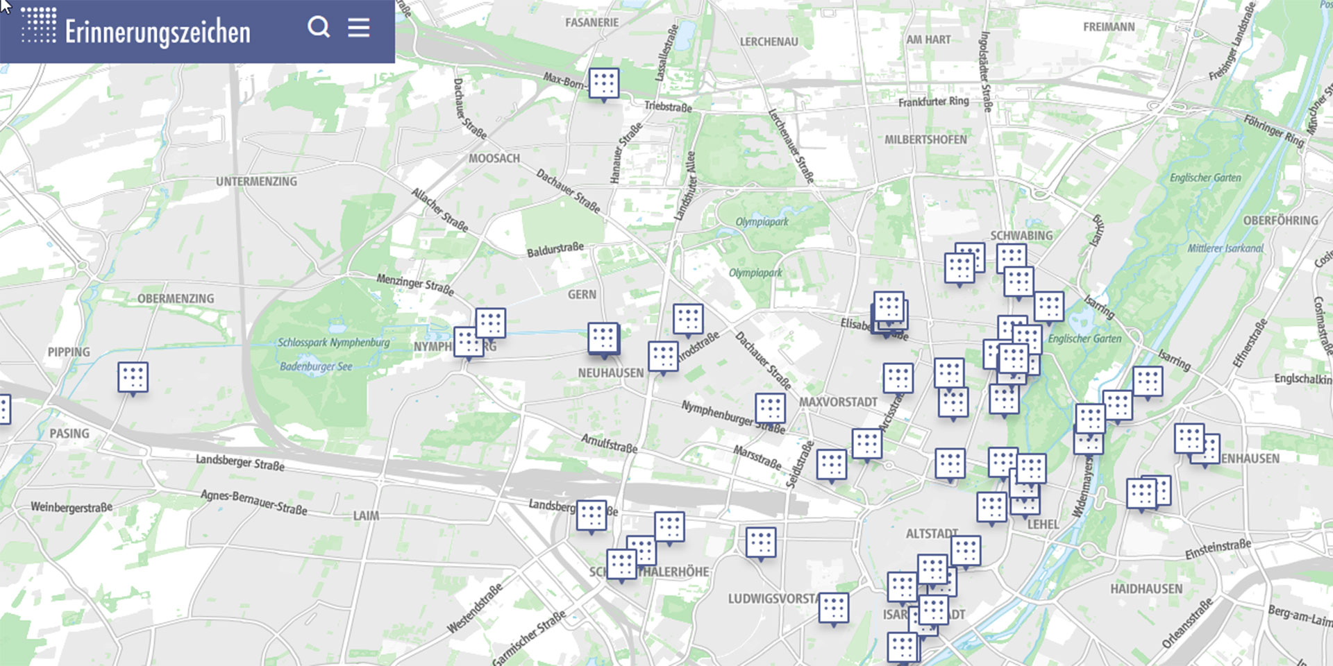 Die Webapp ist mit einer Routenfunktion ausgestattet, die User zu den Standorten der Erinnerungszeichen in der ganzen Stadt führt.