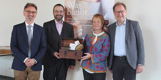 (v. li.) Jens Colditz (Evangelische Diakonissenanstalt ‚diako‘), Stadtdekan Michael Thoma (Evang.-Luth. Dekanat Augsburg), Citykirchenpfarrerin Bettina Böhmer-Lamey (Evangelisches Forum Annahof), Pfarrer Fritz Graßmann (Diakonisches Werk Augsburg e. V.), © Dekanat Augsburg