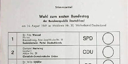 Fotografie des Wahrscheins zur Bundestagswahl 1949