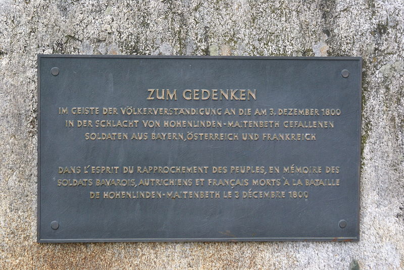 Gedenktafel an der Kirche von Maitenbeth zur Schlacht von Hohenlinden am 03.12.1800
